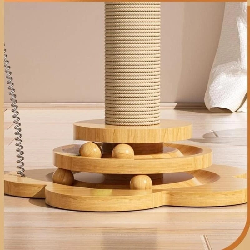 Cat Scratching Pole Scratcher Solid Wood Sisal