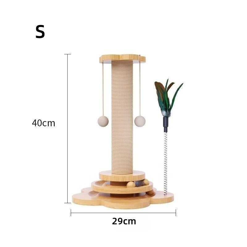 Cat Scratching Pole Scratcher Solid Wood Sisal