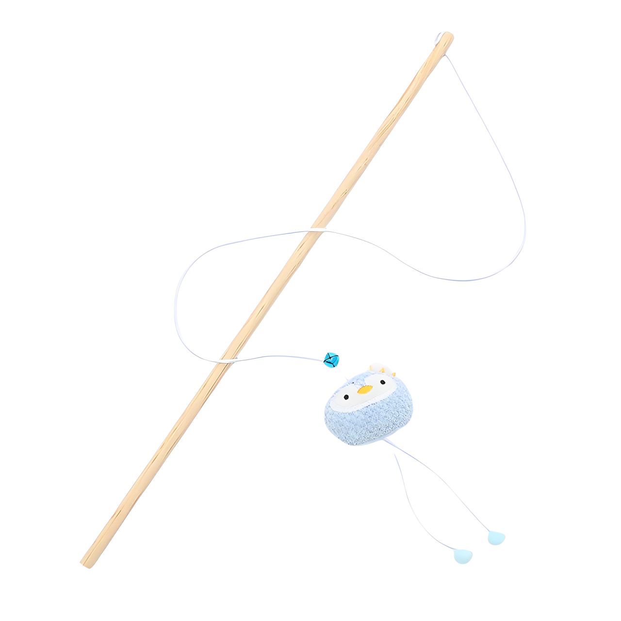 Cat toy wooden stick pole with plush and bell