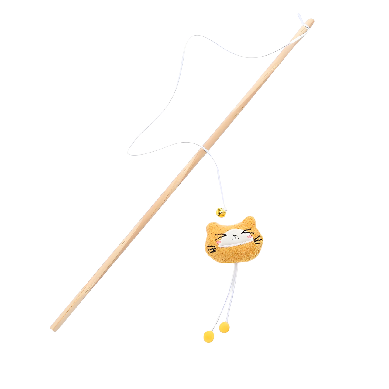 Cat toy wooden stick pole with plush and bell