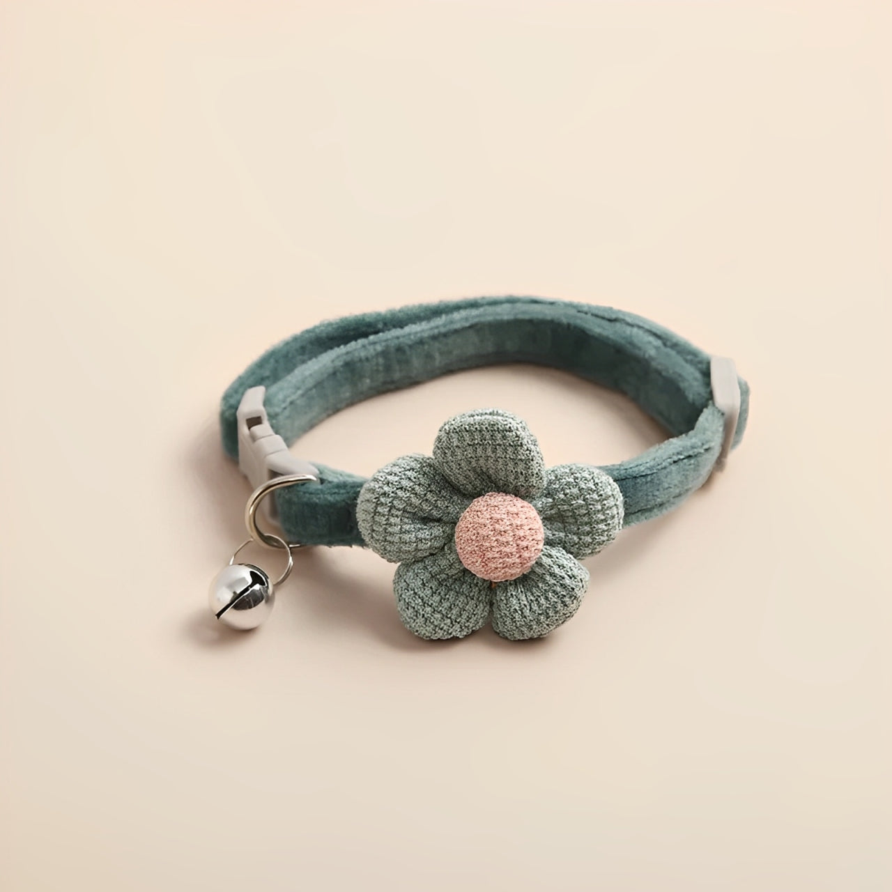 Handmade Crochet Cat Collar Flower with Adjustable Buckle