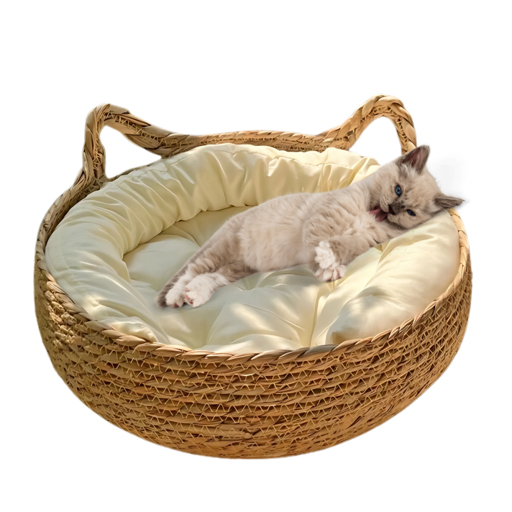 Cozy Rattan Cat Bed