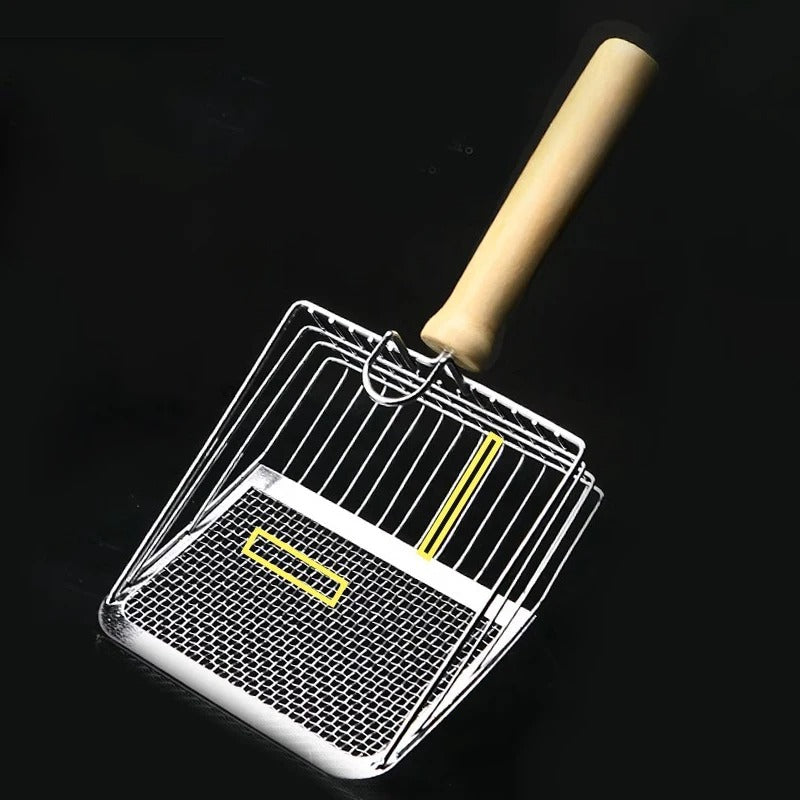 Cat Litter Scoop Stainless Steel Wooden Handle Washable