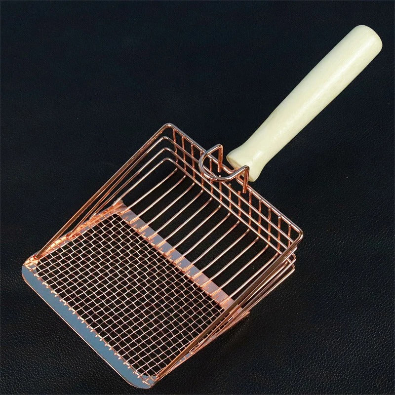 Cat Litter Scoop Stainless Steel Wooden Handle Washable