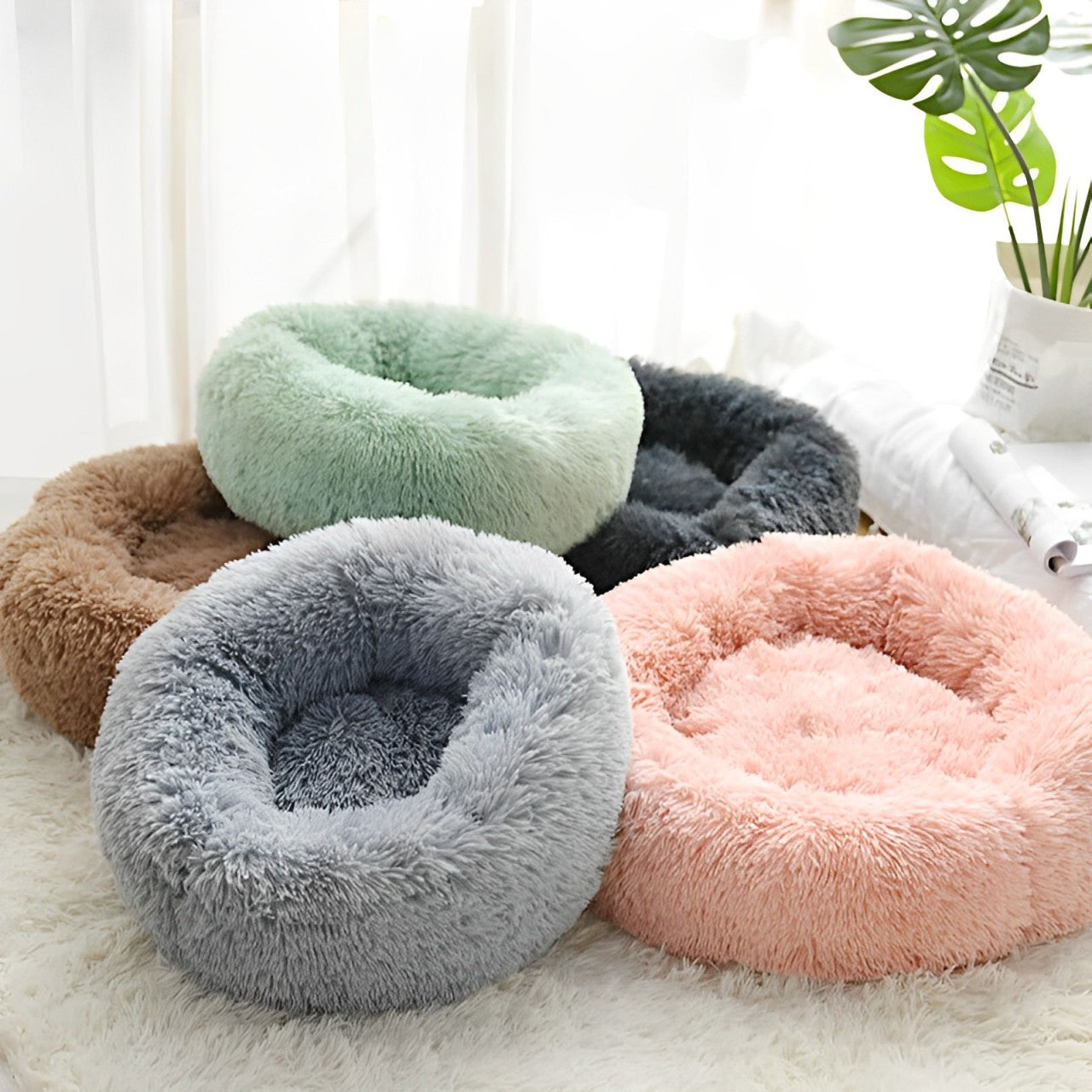 Warm Round Plush Cat Bed Super Soft